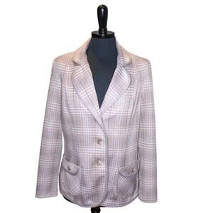 Vintage Marty Gutmacher Plaid Knit Blazer Jacket Classic Preppy Light Academia